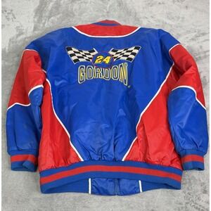 Vintage 90s Jeff Gordon NASCAR Full Zip Bomber Jacket Men's Size XL Blue